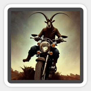 Goat on motorcycle funny biker Sticker